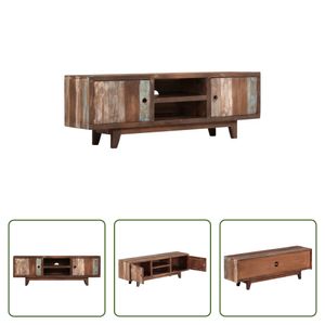 The Living Store TV-Schrank Akazienholz Massiv Vintage 118 x 30 x 40 cm