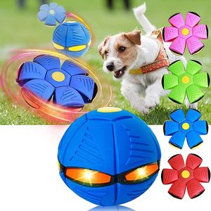 leuchten Fliegend Untertasse Ball Spielzeug für Hunde, Interaktives Fliegend Untertassen Ball Hundespielzeug (3 Lichter),Blau