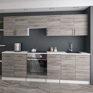 KÜCHE KÜCHENZEILE KÜCHENBLOCK MODERN 240 CM Einbauküche dunkel Sonoma