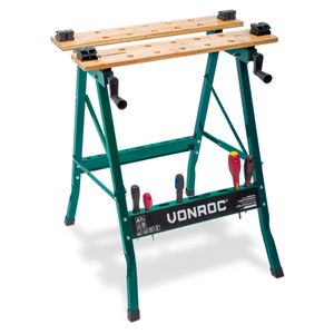 VONROC Werkbank klappbar für die Werkstatt - Mobiler Arbeitstisch/Werktisch für Handwerker - Max Belastbarkeit bis 150Kg