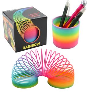 1 x Regenbogenspirale Springspirale Spirale Lauffeder, Durchmesser ca. 75 mm, Höhe ca. 65 mm, Regenbogenfarben, aus Kunststoff