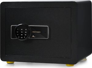 GOPLUS Elektronischer Safe, Feuerfester Möbeltresor mit Zahlenschloß, Schlüßel & Alarmsystem, Wandsafe mit 3 Schloßbolzen & Abnehmbarem Regal