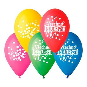 Latexové balónky - Všechno nejlepší - 5 ks - 30 cm