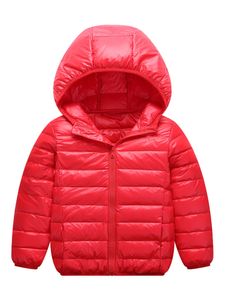 Jungen Kapuzenhals Puffer Mantel Fahrt Mit Taschen Strickjacke Freizeit Front Reißverschluss Nach Unten Jacken, Farbe: Rot, Größe: DE 140