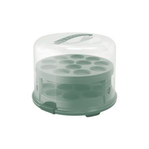 Tortenglocke XL mit Trays FRESH, Farbe:Transparent / Mistletoe grün