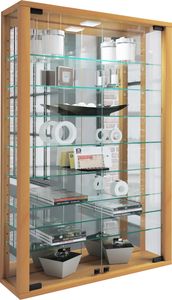 VCM Wandvitrine Hängevitrine Glasvitrine Vitrine Glas Vitrosa Mini Spiegel Buche