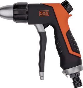 BLACK+DECKER Sprühpistole Gartenspritze für Gartenschlauch Einstellbarer Wasserdurchfluss ABS Kunststoff und Thermoplastischer Gummi Schwarz/Orange