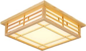 Japanische Holz Deckenleuchte Deckenlampe LED Massivholz Lampen Pergamentimitat, Insekten Und Korrosionsschutz Hat Warmes Licht