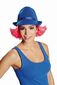 Kostüm Zubehör Fedora Hut mit Haaren zu Karneval Fasching Party