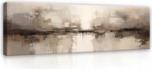 Leinwandbilder Abstrakt Loft beige Betonwand 145x45 cm XXL Modern Canvas Bild auf Leinwand Bilder Leinwandbild Wandbilder Wohnzimmer Schlafzimmer