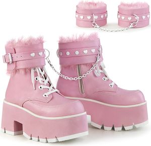 ASHES-57 Damen Boots von DemoniaCult, Rosa  , EU 41, US 11