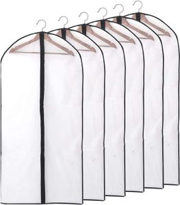 Kleidersack Lange 6 Stück Hochwertiger Kleidersäcke, Transparent Atmungsaktiver Stoff, für Anzüge Kleider Mäntel Sakkos Hemden Abendkleider Anzugsack Aufbewahrung