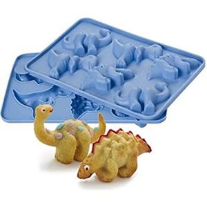 GKA XL Silikonform Dino für 6 Dinosaurier Silikon Backform Muffin Silikonbackform 29 cm Muffinform Fondantform 6 Formen Schokoladenform Plätzchenform Seife