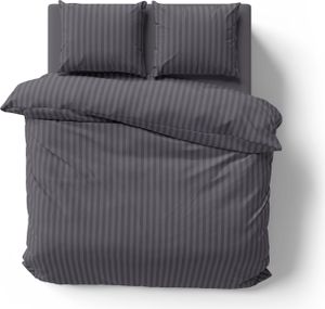 3-tlg Premium Damast Bettwäsche 200x200 + 80x80 cm mit YKK Reißverschluss Garnitur anthrazit