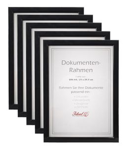 2er 3er 5er 10er Pack Dokument Bilderrahmen 21x29,7 DIN A4 Urkunde Foto Rahmen - Farbe: 5er Pack Schwarz