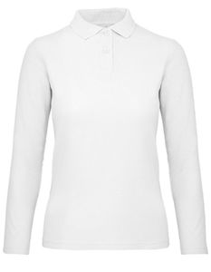 Damen Long Sleeve Polo ID.001 / 100 % Baumwollpiqué - Farbe: White - Größe: M