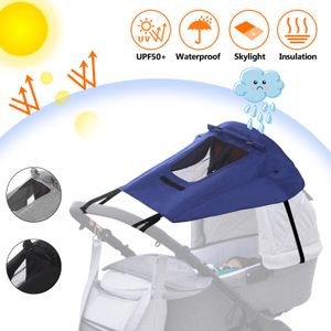 Jopassy Sonnensegel für Kinderwagen, Sonnenverdeck, UV Schutz 50+, Wasserdicht, Universal Staubdicht Winddicht Kinderwagen Sonnensegel Marineblau