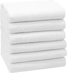 ZOLLNER 6er Set Handtücher, 50x100 cm 100% Baumwolle, 400 g/qm, weiß