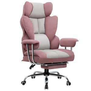 COMHOMA Bürostuhl Gaming Stuhl, Gamer Stuhl, Ergonomischer Bürostuhl Stoffoberfläche mit Fußstütze, höhenverstellbar, Schreibtischstuhl, Chefsessel, rosa-stoff