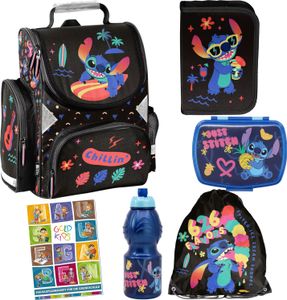 Školní taška pro kluky a holky - školní batoh pro děti s penálem - taška na boty a sešit s domácími úkoly - motiv Lilo and Stitch Školní taška pro kluky a holky - školní batoh pro děti s penálem - taška na boty a sešit s domácími úkoly - motiv Lilo and Stitch