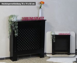 Heizungsverkleidung Heizkörperabdeckung Abdeckung Cover Schrank Holz MDF schwarz Gitter 78x82cm