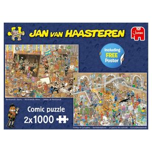 JUMBO 20052 Jan van Haasteren - Ein Ausflug ins Museum + Gratis Poster 2x1000 Teile Puzzle