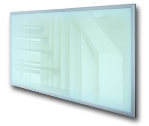 Fenix Infrarotheizung ECOSUN mit Aluminiumrahmen Weiß 850 Watt (120 x 60 x 3cm) , Oberfläche aus Glas - für Bad, Wohnraum, Schlafzimmer