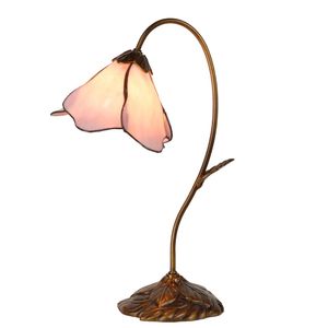Stolní lampa Clayre & Eef Tiffany 30x48 cm Růžové sklo