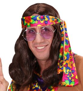 70er Herren Perücke "Hippie Dude" (braun)