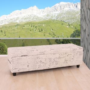 Aufbewahrungs-Truhe Kriens, Sitzbank Bank, Stoff/Textil, 45x114x45cm MVG-  Schriftzug, creme