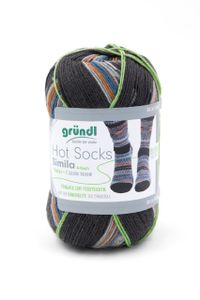 Gründl Sockenwolle Hot Socks Simila 100 g anth., grau-kürbis-blau-kiesel