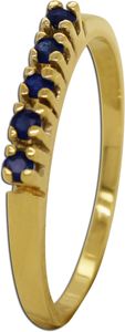 Antiker Ring Gelbgold 8 Karat 333 5 Blau leuchtende Saphir Edelsteine Vintage 1950 17