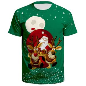 Uni Paar Neuheit Weihnachten Kurzarm Tops Casual T-Shirt Bluse Pullover,Farbe: Elch,Größe:L