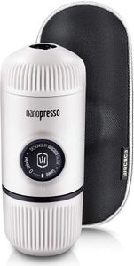 WACACO Nanopresso Prenosný kávovar, s puzdrom Nanopresso, vylepšená verzia Minipresso, cestovný kávovar, káva na cesty, ručne ovládaný, biely, udržateľný