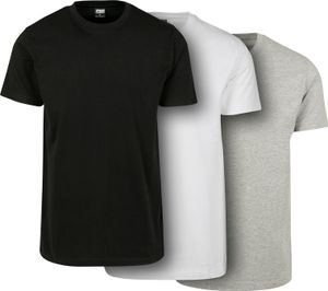 Urban Classics TB2684B | Basic Tee 3-Pack Herren T-Shirt - Farbe: Black/White/Grey - Größe: M