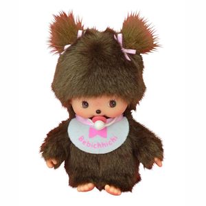 Dívka s růžovým bryndáčkem | Bebichhichi | 16 cm | Panenka Monchhichi