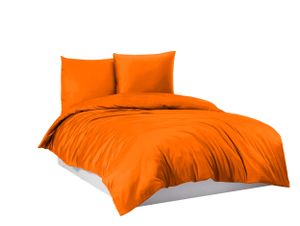 Bettwäsche Bettgarnitur Bettbezug 100% Baumwolle 135x200 155x220 200x200 200x220, Farbe:Orange, Größe:200 x 220 cm