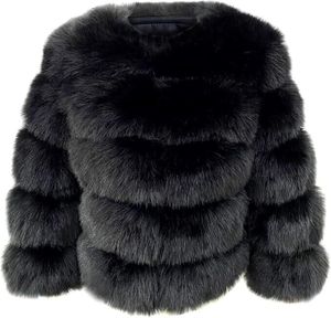 Damen Kunstpelz Mantel Kurzer Faux Pelz Winterjacke Kunstfell Oberbekleidung Einfarbig Dicker Parka Wintermantel, Damen , blau, M