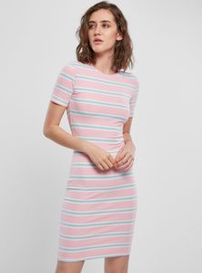 Urban Classics Kleid Ladies Stretch Stripe Dress Girlypink/Oceanblue-S