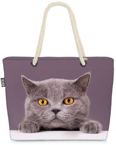 VOID Katze Britisch Kurzhaar Strandtasche Shopper 58x38x16cm 23L XXL Einkaufstasche Tasche Reisetasche Beach Bag