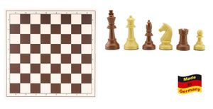 Schachset "Profi" mit Schachbrett und Schachfiguren KH 93 mm, beige-braun
