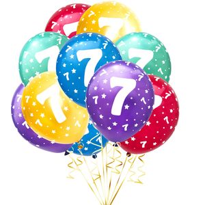 Oblique Unique Luftballon Set Zahl 7 für 7. Geburtstag Kindergeburtstag Party 10 Deko Ballons Geburtstagsdeko bunt