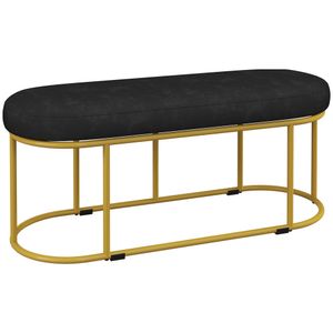 HOMCOM Lavice, lavice k posteli, čalouněná lavice se sametovým vzhledem, lavice na líčení, lavice do předsíně, do ložnice, do obývacího pokoje, nosnost až 200 kg, ocel, černá, 100 x 37 x 43 cm