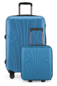 Suitline - Kofferset für EasyJet, 2-teilig Unter-Sitz Trolley 45x36x20 cm +  erweiterbarer Reisekoffer 66 cm für 15-20 kg Aufgabegepäck,  Gepäck, ABS, TSA,Cyanblau