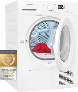 Exquisit Wärmepumpentrockner TWP803-030 Weiss | 8 Kg | A++ | 16 Programme | Knitterschutz | Startzeitvorwahl