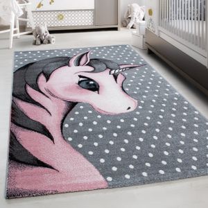 Teppium Kinderzimmer Teppich, Kinderteppich, Mädchen Teppich Trendmuster Rechteckig und Rund Weich, Rosa-5, 160 cm Rund