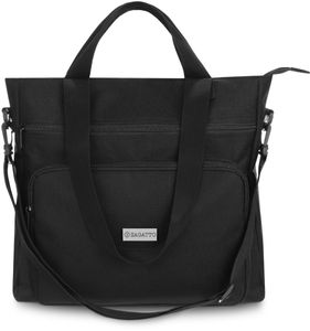 Zagatto Damen Schwarz Umhängetasche groß und geräumig ZG705 Shopper Tasche Shoppertaschen Einkaufstasche Arbeitstasche Umhängetaschen
