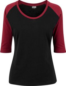 Dámské tričko Urban Classics Ladies 3/4 Contrast Raglan Tee blk/burgundy - S