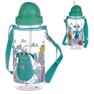 Kinder Trinkflasche "Monster" Kinder Wasserflasche Monstarz incl. Strohhalm & Tragegurt 450ml - Children's water bottle Monstarz incl. straw & shoulder strap