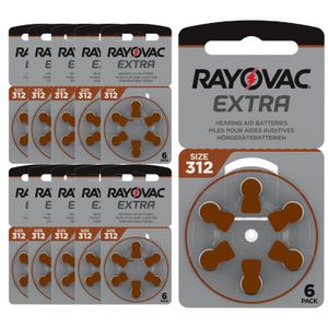 60 Hörgerätebatterien Rayovac 312, 10 Platten
